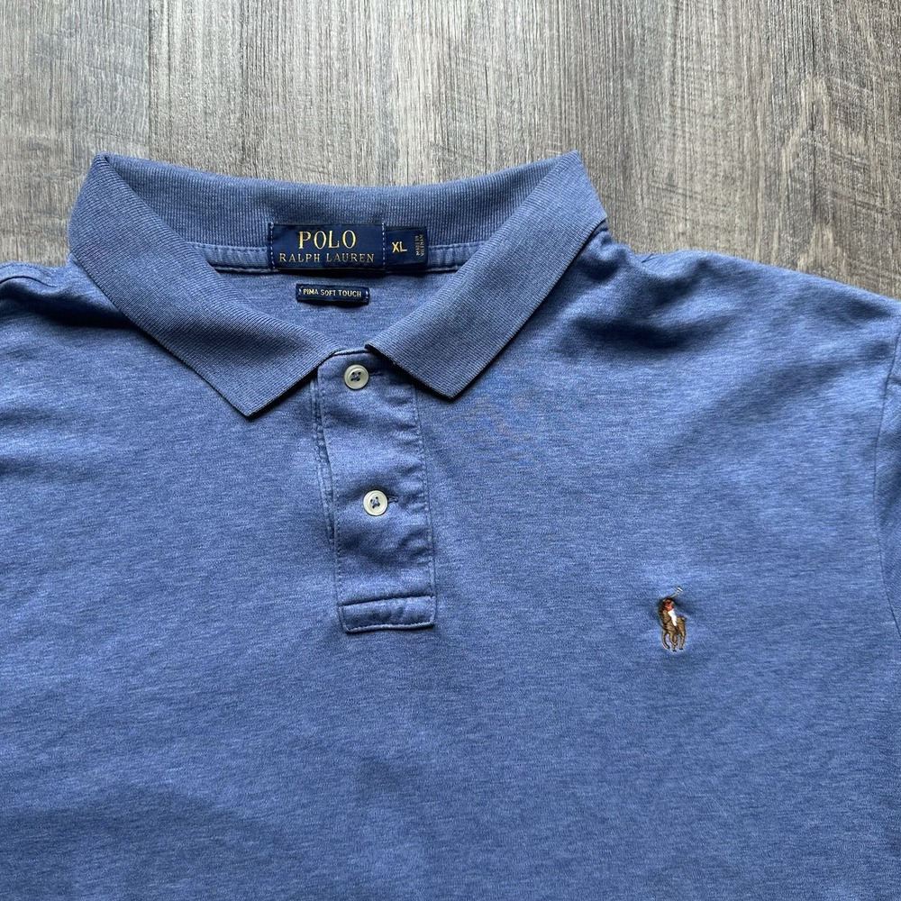Polo Ralph Lauren Pima Soft Touch Polo Shirt Men's XL Blue Flesh Pony